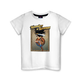 Детская футболка хлопок с принтом Чудо-женщина в Екатеринбурге, 100% хлопок | круглый вырез горловины, полуприлегающий силуэт, длина до линии бедер | dc | diana | vdsvar | warner bros. | warner premiere | wonder woman | чудо женщина