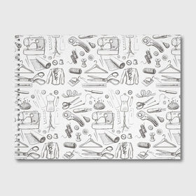 Альбом для рисования с принтом для швеи в Екатеринбурге, 100% бумага
 | матовая бумага, плотность 200 мг. | Тематика изображения на принте: handmade | иголка | инструменты для шитья | хэндмэйд | швея | шить