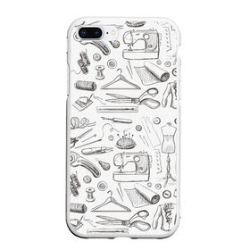 Чехол для iPhone 7Plus/8 Plus матовый с принтом для швеи в Екатеринбурге, Силикон | Область печати: задняя сторона чехла, без боковых панелей | handmade | иголка | инструменты для шитья | хэндмэйд | швея | шить