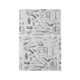 Обложка для паспорта матовая кожа с принтом для швеи в Екатеринбурге, натуральная матовая кожа | размер 19,3 х 13,7 см; прозрачные пластиковые крепления | handmade | иголка | инструменты для шитья | хэндмэйд | швея | шить