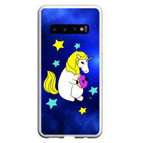 Чехол для Samsung Galaxy S10 с принтом Звездный Единорог в Екатеринбурге, Силикон | Область печати: задняя сторона чехла, без боковых панелей | angel | stars | unicorn | wings | ангел | блестящие | вселенная | галактика | детские | донат | еда | единорог | единорожки | звезды | копыта | космический | лошадка | лошадь | луна | малыш | неоновые | пегас | пони