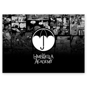 Поздравительная открытка с принтом Академия Амбрелла в Екатеринбурге, 100% бумага | плотность бумаги 280 г/м2, матовая, на обратной стороне линовка и место для марки
 | the umbrella academy | umbrella | академия амбрелла | амбрелла | герб | зонтик | комиксы