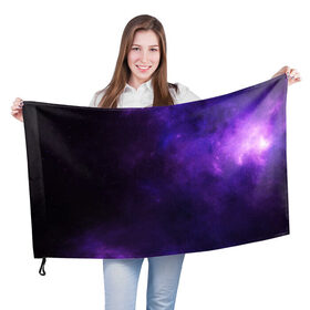 Флаг 3D с принтом Фиолетовая звезда в Екатеринбурге, 100% полиэстер | плотность ткани — 95 г/м2, размер — 67 х 109 см. Принт наносится с одной стороны | арт | звезда | звёзды | карлик | космос | облако | синий | сияние | темный | фиолетовый | черный | яркая | яркие цвета