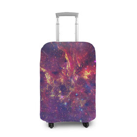 Чехол для чемодана 3D с принтом Огненный разлом в Екатеринбурге, 86% полиэфир, 14% спандекс | двустороннее нанесение принта, прорези для ручек и колес | арт | желтый | звёзды | космос | красный | облако | синий | сияние | фиолетовый | яркие цвета