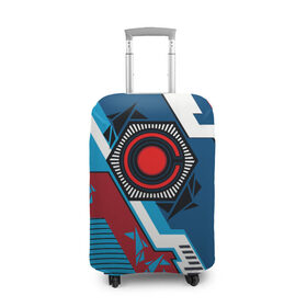 Чехол для чемодана 3D с принтом Cyborg logo в Екатеринбурге, 86% полиэфир, 14% спандекс | двустороннее нанесение принта, прорези для ручек и колес | cyborg  logo | justice league movie | vdpartat | геометрия | знаки | киборг | лига справедливости | логотипы | символы