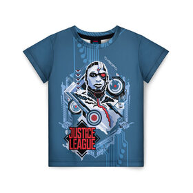 Детская футболка 3D с принтом Cyborg в Екатеринбурге, 100% гипоаллергенный полиэфир | прямой крой, круглый вырез горловины, длина до линии бедер, чуть спущенное плечо, ткань немного тянется | cyborg | justice league movie | знаки vdpartat | киборг | лига справедливости | символы | супер герои