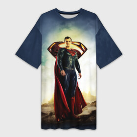 Платье-футболка 3D с принтом Superman в Екатеринбурге,  |  | justice league movie | superman | знаки vdpartat | лига справедливости | символы | супер герои | супермен