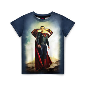 Детская футболка 3D с принтом Superman в Екатеринбурге, 100% гипоаллергенный полиэфир | прямой крой, круглый вырез горловины, длина до линии бедер, чуть спущенное плечо, ткань немного тянется | justice league movie | superman | знаки vdpartat | лига справедливости | символы | супер герои | супермен