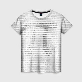Женская футболка 3D с принтом Число пи в Екатеринбурге, 100% полиэфир ( синтетическое хлопкоподобное полотно) | прямой крой, круглый вырез горловины, длина до линии бедер | математика | цифры | числа | числопи