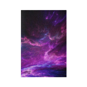 Обложка для паспорта матовая кожа с принтом Космическое небо в Екатеринбурге, натуральная матовая кожа | размер 19,3 х 13,7 см; прозрачные пластиковые крепления | арт | звёзды | космос | облако | розовый | синий | сияние | туманность | фиолетовый | яркие цвета