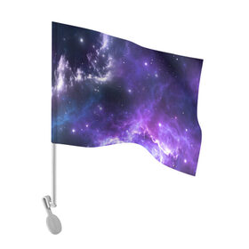 Флаг для автомобиля с принтом Космическое небо в Екатеринбурге, 100% полиэстер | Размер: 30*21 см | арт | белый | бирюзовый | звёзды | космос | облако | розовый | синий | сияние | тёмный | туманность | фиолетовый | яркие цвета