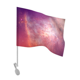 Флаг для автомобиля с принтом Космическое небо в Екатеринбурге, 100% полиэстер | Размер: 30*21 см | арт | желтый | звёзды | космос | облако | оранжевый | розовый | сияние | туманность | фиолетовый | яркие цвета