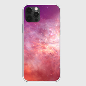 Чехол для iPhone 12 Pro с принтом Космическое небо в Екатеринбурге, силикон | область печати: задняя сторона чехла, без боковых панелей | арт | желтый | звёзды | космос | облако | оранжевый | розовый | сияние | туманность | фиолетовый | яркие цвета