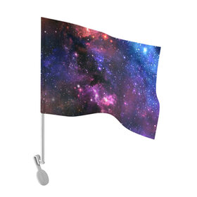 Флаг для автомобиля с принтом Космическое небо в Екатеринбурге, 100% полиэстер | Размер: 30*21 см | арт | звёзды | космос | красный | облако | розовый | синий | сияние | темный | туманность | фиолетовый | яркие цвета