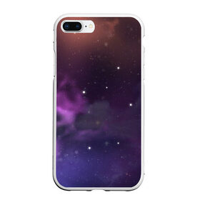 Чехол для iPhone 7Plus/8 Plus матовый с принтом Космические туманности в Екатеринбурге, Силикон | Область печати: задняя сторона чехла, без боковых панелей | арт | звёзды | космос | красный | облако | оранжевый | розовый | синий | сияние | темный | туманность | фиолетовый | черный | яркие цвета