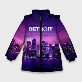 Зимняя куртка для девочек 3D с принтом Detroit Become Human(S) в Екатеринбурге, ткань верха — 100% полиэстер; подклад — 100% полиэстер, утеплитель — 100% полиэстер. | длина ниже бедра, удлиненная спинка, воротник стойка и отстегивающийся капюшон. Есть боковые карманы с листочкой на кнопках, утяжки по низу изделия и внутренний карман на молнии. 

Предусмотрены светоотражающий принт на спинке, радужный светоотражающий элемент на пуллере молнии и на резинке для утяжки. | android | connor | detroit become human | game | rk 800 | urban | будущее | город | детроит | игры | мир | роботы | технологии