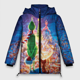 Женская зимняя куртка 3D с принтом Гринч похититель Рождества в Екатеринбурге, верх — 100% полиэстер; подкладка — 100% полиэстер; утеплитель — 100% полиэстер | длина ниже бедра, силуэт Оверсайз. Есть воротник-стойка, отстегивающийся капюшон и ветрозащитная планка. 

Боковые карманы с листочкой на кнопках и внутренний карман на молнии | grinch | how the grinch stole christmas | гринч | праздник | рождество | с высоты