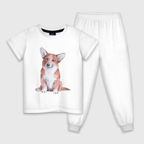 Детская пижама хлопок с принтом корги в Екатеринбурге, 100% хлопок |  брюки и футболка прямого кроя, без карманов, на брюках мягкая резинка на поясе и по низу штанин
 | Тематика изображения на принте: корги | песокафе | собаки