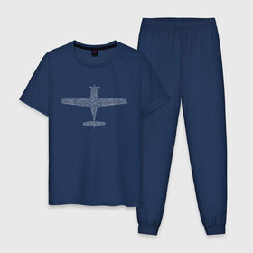 Мужская пижама хлопок с принтом Cirrus - авиационный алфавит в Екатеринбурге, 100% хлопок | брюки и футболка прямого кроя, без карманов, на брюках мягкая резинка на поясе и по низу штанин
 | авиация | самолет | цирус