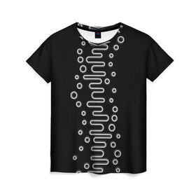 Женская футболка 3D с принтом Волны ТЕСЛА(OKO) в Екатеринбурге, 100% полиэфир ( синтетическое хлопкоподобное полотно) | прямой крой, круглый вырез горловины, длина до линии бедер | oko | pattern | textures | абстракция | брызги | волна | геометрия | градиент | грязная | грязь | капли | кляксы | контраст | краска | круг | ливень | линия | масло | наука | неон | овал | око | паттерн | пиксели