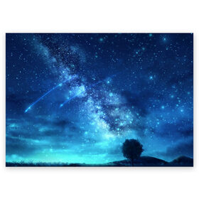 Поздравительная открытка с принтом Синяя Небо в Екатеринбурге, 100% бумага | плотность бумаги 280 г/м2, матовая, на обратной стороне линовка и место для марки
 | blue | sky | звездное небо | звезды | космическое | красота | небо | ночь | синий