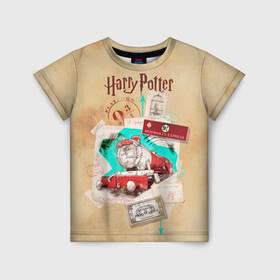 Детская футболка 3D с принтом Harry Potter Hogwarts Express в Екатеринбурге, 100% гипоаллергенный полиэфир | прямой крой, круглый вырез горловины, длина до линии бедер, чуть спущенное плечо, ткань немного тянется | Тематика изображения на принте: harry potter | kings cross station | vdosadir | вокзал кингс кросс | гарри поттер | джоан роулинг | платформа