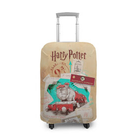 Чехол для чемодана 3D с принтом Harry Potter Hogwarts Express в Екатеринбурге, 86% полиэфир, 14% спандекс | двустороннее нанесение принта, прорези для ручек и колес | harry potter | kings cross station | vdosadir | вокзал кингс кросс | гарри поттер | джоан роулинг | платформа