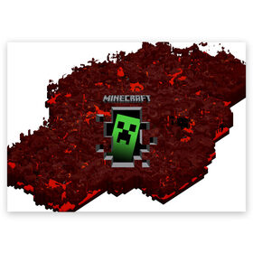 Поздравительная открытка с принтом MINECRAFT в Екатеринбурге, 100% бумага | плотность бумаги 280 г/м2, матовая, на обратной стороне линовка и место для марки
 | craft | creeper | dungeon | dungeons | earth | game | logo | mine | minecraft | minecraft dungeons | mobile | online | дунгеонс | земля | зомби | игра | крипер | лого | майкрафт | майнкрафт | онлайн | подземелье