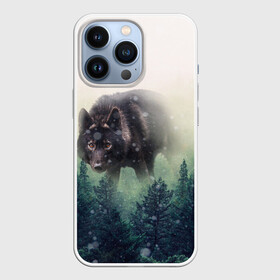 Чехол для iPhone 13 Pro с принтом Волк в Екатеринбурге,  |  | Тематика изображения на принте: альфа | амега | волк | волчонок | дым | зверь | зелёная | зима | красивая | лайка | лес | лесс | омега | пёс | подарок | прикольная | сибирь | сказка | собака | сосны | тайга | фильм | хаски | щенок