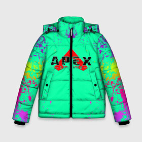 Зимняя куртка для мальчиков 3D с принтом APEX LEGENDS в Екатеринбурге, ткань верха — 100% полиэстер; подклад — 100% полиэстер, утеплитель — 100% полиэстер | длина ниже бедра, удлиненная спинка, воротник стойка и отстегивающийся капюшон. Есть боковые карманы с листочкой на кнопках, утяжки по низу изделия и внутренний карман на молнии. 

Предусмотрены светоотражающий принт на спинке, радужный светоотражающий элемент на пуллере молнии и на резинке для утяжки | Тематика изображения на принте: apex | apex legends | battle | battle royal | bloodhound | titanfall | wraith | апекс | апекс легендс | батл | битва | война | королевская битва | легендс | рояль