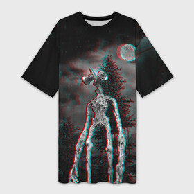 Платье-футболка 3D с принтом Siren Head Horror в Екатеринбурге,  |  | Тематика изображения на принте: glitch | glitch siren head | rgb | siren head | sirena | глитч | глич | ретро | сирейноголовый | сирена | сиреноголовый