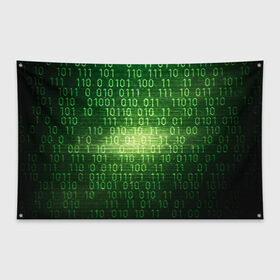 Флаг-баннер с принтом Двоичный код в Екатеринбурге, 100% полиэстер | размер 67 х 109 см, плотность ткани — 95 г/м2; по краям флага есть четыре люверса для крепления | it | двоичный код | информация | код | кодерам | кодеру | программирование | программисту | технологии