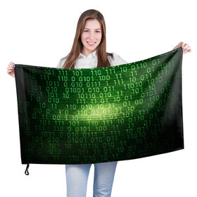 Флаг 3D с принтом Двоичный код в Екатеринбурге, 100% полиэстер | плотность ткани — 95 г/м2, размер — 67 х 109 см. Принт наносится с одной стороны | it | двоичный код | информация | код | кодерам | кодеру | программирование | программисту | технологии