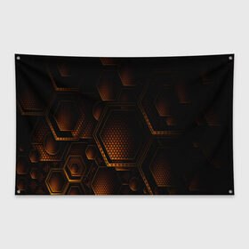 Флаг-баннер с принтом текстура в Екатеринбурге, 100% полиэстер | размер 67 х 109 см, плотность ткани — 95 г/м2; по краям флага есть четыре люверса для крепления | блоки | геометрия | объем | соты | тестура | техно | технологии | фигуры | шестиугольники