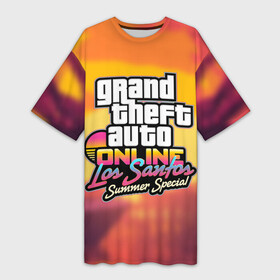 Платье-футболка 3D с принтом GTA Online: Los Santos в Екатеринбурге,  |  | auto | game | grand | gta | gta5 | los santos | rockstar | theft | гта | гта5 | игра | лос сантос | майкл | онлайн | рокстар | тревор | франклин