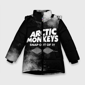 Зимняя куртка для девочек 3D с принтом Arctic Monkeys в Екатеринбурге, ткань верха — 100% полиэстер; подклад — 100% полиэстер, утеплитель — 100% полиэстер. | длина ниже бедра, удлиненная спинка, воротник стойка и отстегивающийся капюшон. Есть боковые карманы с листочкой на кнопках, утяжки по низу изделия и внутренний карман на молнии. 

Предусмотрены светоотражающий принт на спинке, радужный светоотражающий элемент на пуллере молнии и на резинке для утяжки. | arctic | monkeys | rock | алекс тёрнер | арктик | группа | группы | джейми кук | инди | манкиз | музыка | мэтт хелдерс | ник омэлли | постпанк | рок