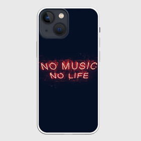 Чехол для iPhone 13 mini с принтом No music, No life в Екатеринбурге,  |  | music | neon | no life | no music | музыка | неон | нет жизни | нет музыки | подстветка