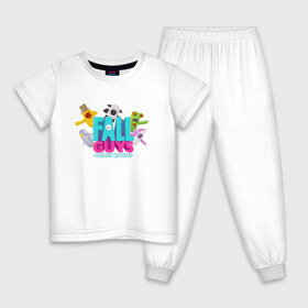 Детская пижама хлопок с принтом FALL GUYS (2 СТОРОНЫ) в Екатеринбурге, 100% хлопок |  брюки и футболка прямого кроя, без карманов, на брюках мягкая резинка на поясе и по низу штанин
 | fal | fall | fallguys | guys | knockout | ultimate | гайс | фалл | фол | фолгайс | фолл | фоллгайс