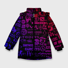Зимняя куртка для девочек 3D с принтом Лучшие Игры 2014-2021 в Екатеринбурге, ткань верха — 100% полиэстер; подклад — 100% полиэстер, утеплитель — 100% полиэстер. | длина ниже бедра, удлиненная спинка, воротник стойка и отстегивающийся капюшон. Есть боковые карманы с листочкой на кнопках, утяжки по низу изделия и внутренний карман на молнии. 

Предусмотрены светоотражающий принт на спинке, радужный светоотражающий элемент на пуллере молнии и на резинке для утяжки. | brawl stars | crysis | cs.csgo.fortnite | cyberpunk | cyberpunk2077 | diablo | doom | dota | dota 2 | gta | minecraft | resident evil | sally face | sans | stalker | the last | the witcher | undertale | valorant | watch dogs | wot | бравл | 