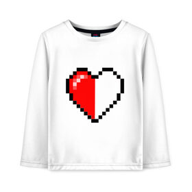 Детский лонгслив хлопок с принтом Майнкрафт серце в Екатеринбурге, 100% хлопок | круглый вырез горловины, полуприлегающий силуэт, длина до линии бедер | minecraft | любовь | майнкрафт | пиксель | половинка | сердце
