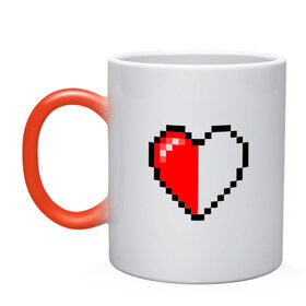 Кружка хамелеон с принтом Майнкрафт серце в Екатеринбурге, керамика | меняет цвет при нагревании, емкость 330 мл | minecraft | любовь | майнкрафт | пиксель | половинка | сердце