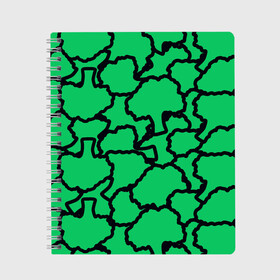 Тетрадь с принтом БРОККОЛИ в Екатеринбурге, 100% бумага | 48 листов, плотность листов — 60 г/м2, плотность картонной обложки — 250 г/м2. Листы скреплены сбоку удобной пружинной спиралью. Уголки страниц и обложки скругленные. Цвет линий — светло-серый
 | Тематика изображения на принте: food | pattern | vegan | брокколи | веган | вегетарианство | еда | капуста | паттерн
