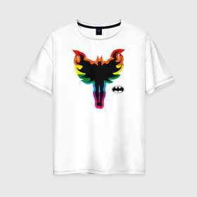 Женская футболка хлопок Oversize с принтом Batman в Екатеринбурге, 100% хлопок | свободный крой, круглый ворот, спущенный рукав, длина до линии бедер
 | batman | dc pride | justice league | pride | vdosadir | бэтмен | лига справедливости | прайд | радуга
