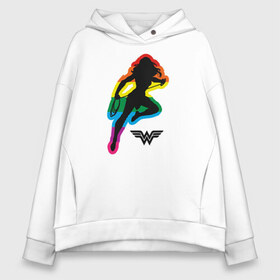 Женское худи Oversize хлопок с принтом Wonder Woman Rainbow в Екатеринбурге, френч-терри — 70% хлопок, 30% полиэстер. Мягкий теплый начес внутри —100% хлопок | боковые карманы, эластичные манжеты и нижняя кромка, капюшон на магнитной кнопке | dc pride | justice league | pride | vdosadir | wonder woman | лига справедливости | прайд | радуга | чудо женщина