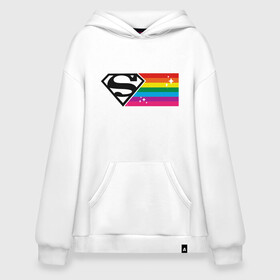 Худи SuperOversize хлопок с принтом Superman Rainbow Logo в Екатеринбурге, 70% хлопок, 30% полиэстер, мягкий начес внутри | карман-кенгуру, эластичная резинка на манжетах и по нижней кромке, двухслойный капюшон
 | Тематика изображения на принте: dc pride | justice league | pride | superman | vdosadir | лига справедливости | прайд | радуга | супермен