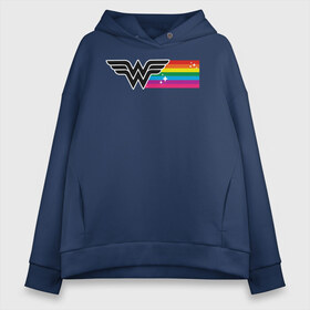 Женское худи Oversize хлопок с принтом Wonder Woman Rainbow Logo в Екатеринбурге, френч-терри — 70% хлопок, 30% полиэстер. Мягкий теплый начес внутри —100% хлопок | боковые карманы, эластичные манжеты и нижняя кромка, капюшон на магнитной кнопке | dc pride | justice league | pride | vdosadir | wonder woman | лига справедливости | прайд | радуга | чудо женщина