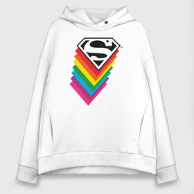 Женское худи Oversize хлопок с принтом Superman Logo в Екатеринбурге, френч-терри — 70% хлопок, 30% полиэстер. Мягкий теплый начес внутри —100% хлопок | боковые карманы, эластичные манжеты и нижняя кромка, капюшон на магнитной кнопке | dc pride | justice league | pride | superman | vdosadir | лига справедливости | прайд | радуга | супермен