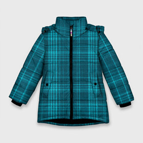 Зимняя куртка для девочек 3D с принтом Зеленая форма в Екатеринбурге, ткань верха — 100% полиэстер; подклад — 100% полиэстер, утеплитель — 100% полиэстер. | длина ниже бедра, удлиненная спинка, воротник стойка и отстегивающийся капюшон. Есть боковые карманы с листочкой на кнопках, утяжки по низу изделия и внутренний карман на молнии. 

Предусмотрены светоотражающий принт на спинке, радужный светоотражающий элемент на пуллере молнии и на резинке для утяжки. | бирюзовый | зеленый | линии | темный | школьная форма