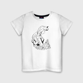 Детская футболка хлопок с принтом Sleeping Beauty в Екатеринбурге, 100% хлопок | круглый вырез горловины, полуприлегающий силуэт, длина до линии бедер | aurora | disney princess | sleeping beauty | vdkimel | аврора | спящая красавица