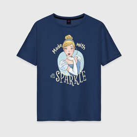 Женская футболка хлопок Oversize с принтом Золушка в Екатеринбурге, 100% хлопок | свободный крой, круглый ворот, спущенный рукав, длина до линии бедер
 | cinderella | disney princess | vdkimel | золушка